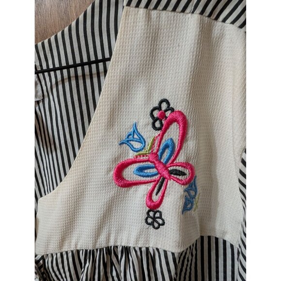 Anthony Richards Embroidered Butterfly Striped Snap Front House Dress 1X - Picture 6 of 8